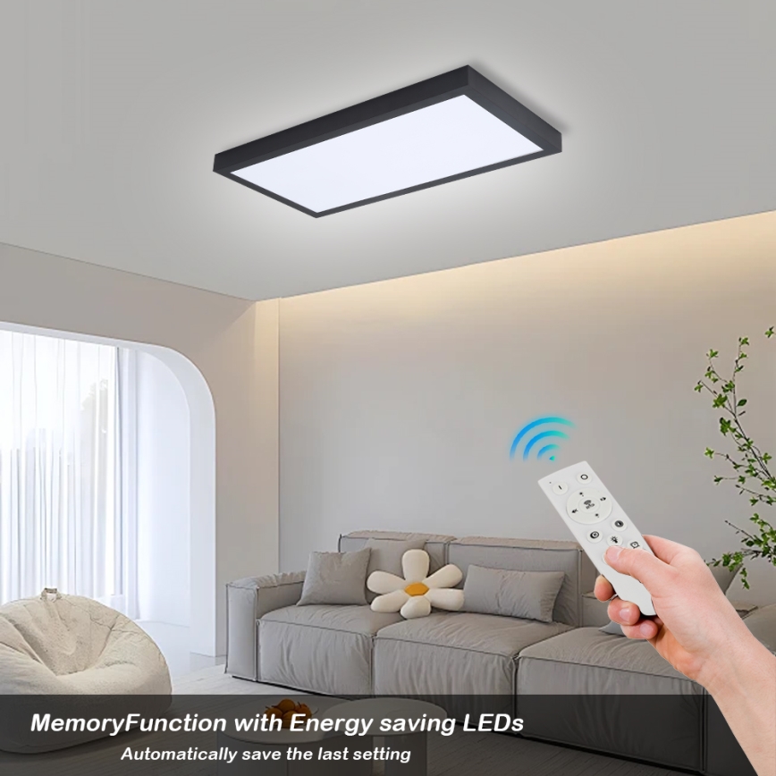 Brilagi - Dimmbare LED-Deckenleuchte für Badezimmer FRAME SMART LED/30W/230V 30x60 cm 3000-6000K  IP44 schwarz  + Fernbedienung