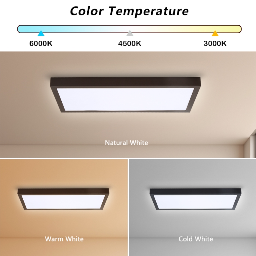 Brilagi - Dimmbare LED-Deckenleuchte für Badezimmer FRAME SMART LED/30W/230V 30x60 cm 3000-6000K  IP44 schwarz  + Fernbedienung