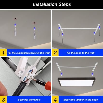 Brilagi - Dimmbare LED-Deckenleuchte für Badezimmer FRAME SMART LED/30W/230V 30x60 cm 3000-6000K  IP44 schwarz  + Fernbedienung