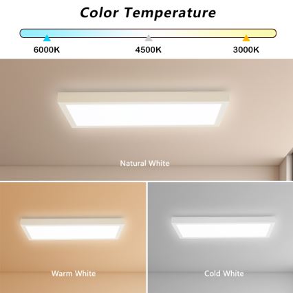 Brilagi - Dimmbare LED-Deckenleuchte für Badezimmer FRAME SMART LED/30W/230V 30x60 cm 3000-6000K IP44 weiß + Fernbedienung
