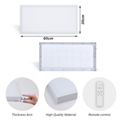 Brilagi - Dimmbare LED-Deckenleuchte für Badezimmer FRAME SMART LED/30W/230V 30x60 cm 3000-6000K IP44 weiß + Fernbedienung