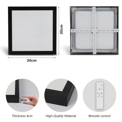 Brilagi - Dimmbare LED-Deckenleuchte für Badezimmer FRAME SMART LED/24W/230V 30x30 cm 3000-6000K IP44 schwarz + Fernbedienung
