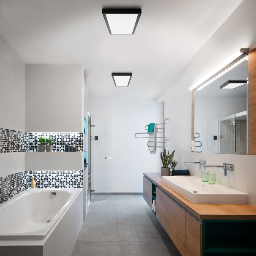 Brilagi - Dimmbare LED-Deckenleuchte für Badezimmer FRAME SMART LED/50W/230V 30x120 cm 3000-6000K IP44 schwarz + Fernbedienung