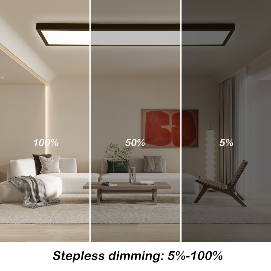 Brilagi - Dimmbare LED-Deckenleuchte für Badezimmer FRAME SMART LED/50W/230V 30x120 cm 3000-6000K IP44 schwarz + Fernbedienung