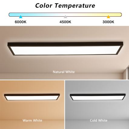 Brilagi - Dimmbare LED-Deckenleuchte für Badezimmer FRAME SMART LED/50W/230V 30x120 cm 3000-6000K IP44 schwarz + Fernbedienung
