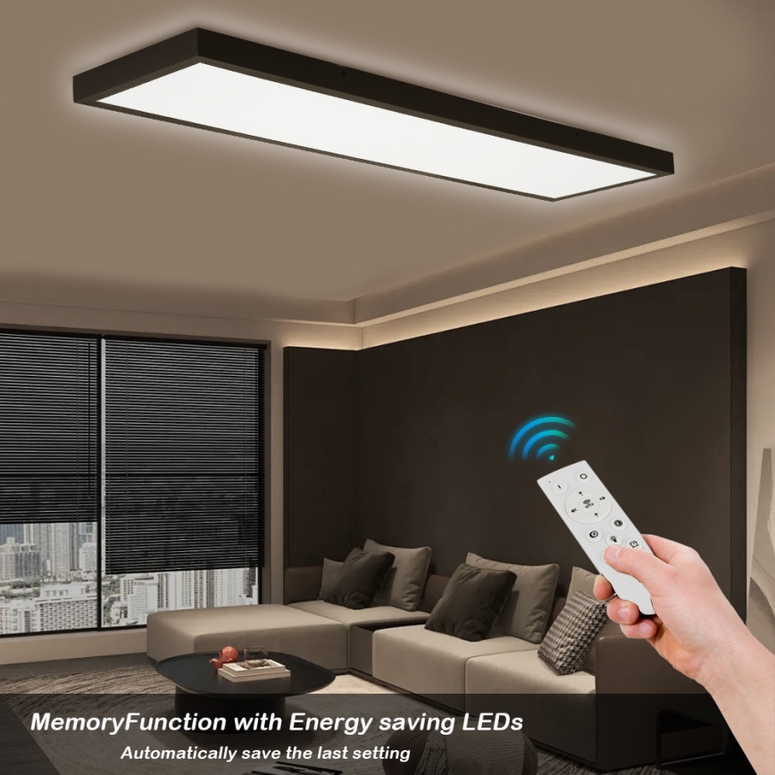Brilagi - Dimmbare LED-Deckenleuchte für Badezimmer FRAME SMART LED/50W/230V 30x120 cm 3000-6000K IP44 schwarz + Fernbedienung