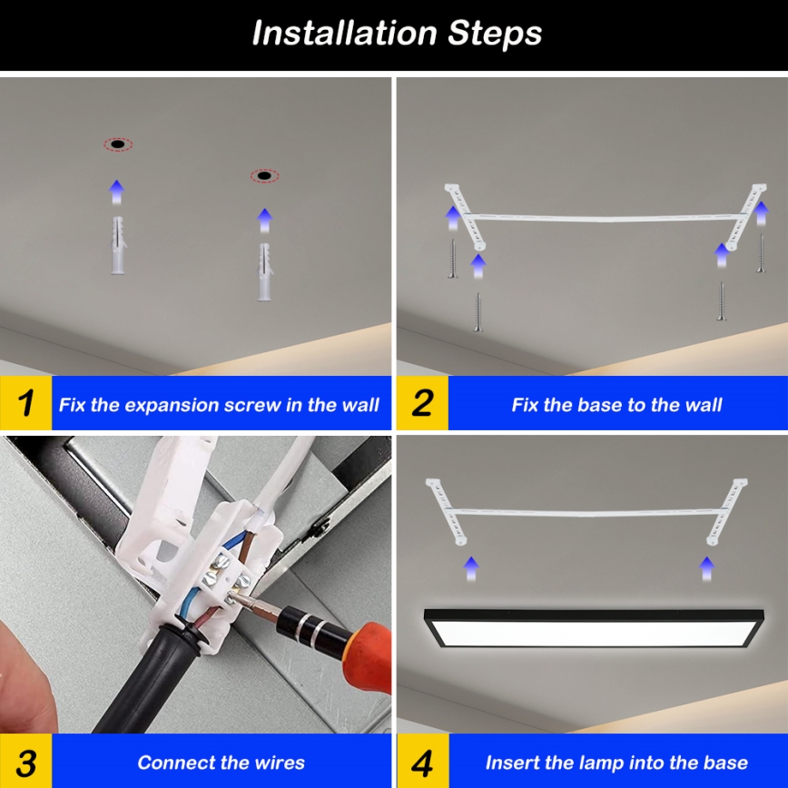 Brilagi - Dimmbare LED-Deckenleuchte für Badezimmer FRAME SMART LED/50W/230V 30x120 cm 3000-6000K IP44 schwarz + Fernbedienung
