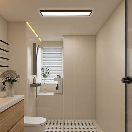 Brilagi - Dimmbare LED-Deckenleuchte für Badezimmer FRAME SMART LED/50W/230V 30x120 cm 3000-6000K IP44 schwarz + Fernbedienung