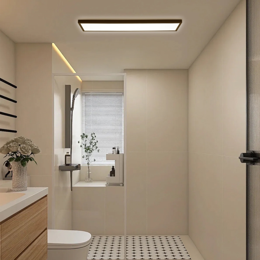 Brilagi - Dimmbare LED-Deckenleuchte für Badezimmer FRAME SMART LED/50W/230V 30x120 cm 3000-6000K IP44 schwarz + Fernbedienung