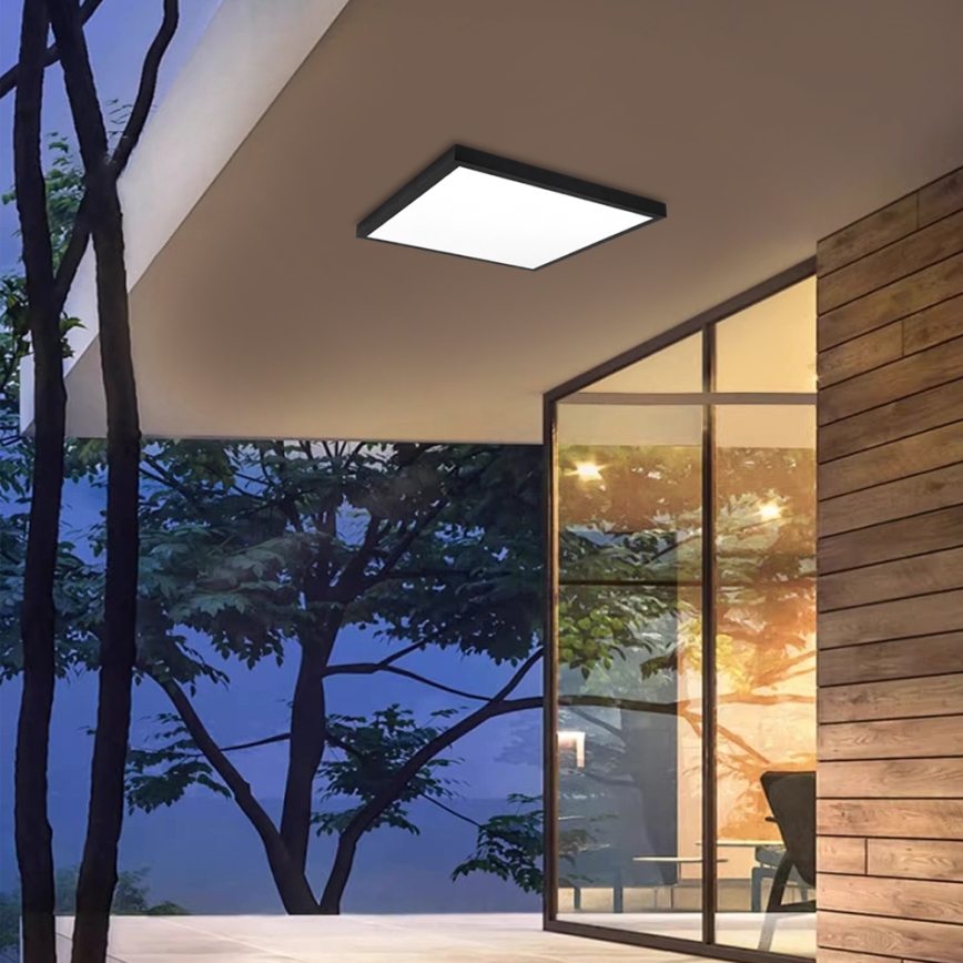 Brilagi - Dimmbare LED-Deckenleuchte für Badezimmer FRAME SMART LED/50W/230V 60x60 cm 3000-6000K IP44 schwarz + Fernbedienung