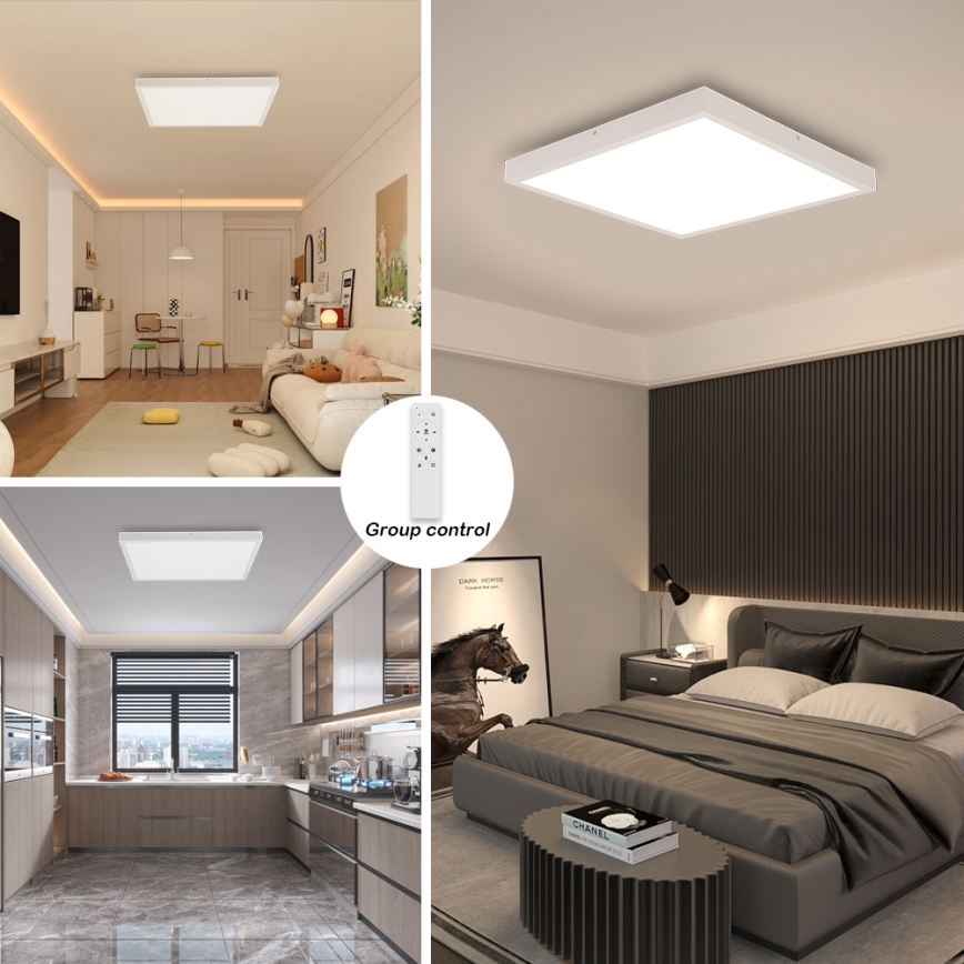 Brilagi - Dimmbare LED-Deckenleuchte für Badezimmer FRAME SMART LED/50W/230V 60x60 cm 3000-6000K IP44 weiß + Fernbedienung
