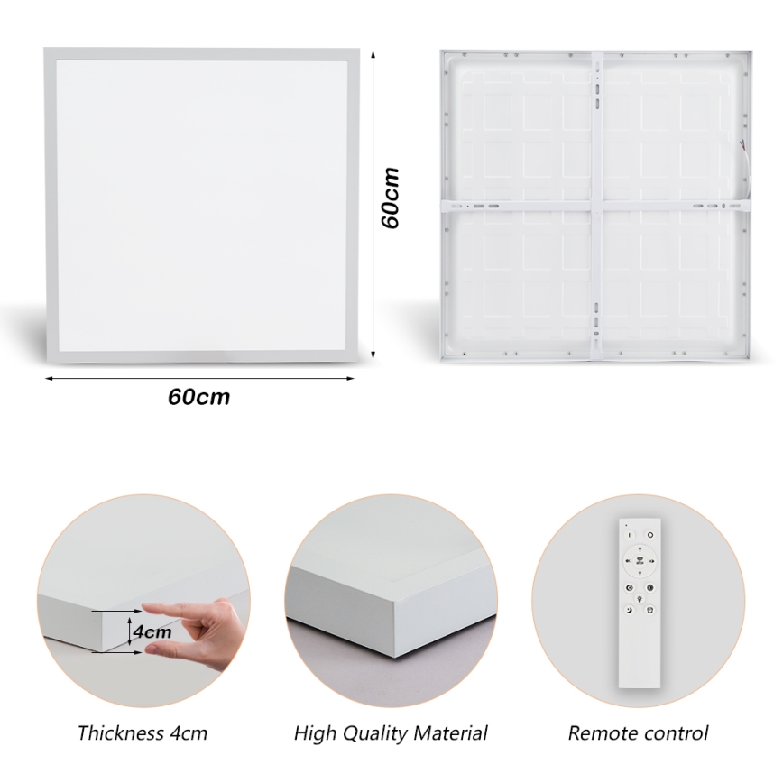 Brilagi - Dimmbare LED-Deckenleuchte für Badezimmer FRAME SMART LED/50W/230V 60x60 cm 3000-6000K IP44 weiß + Fernbedienung