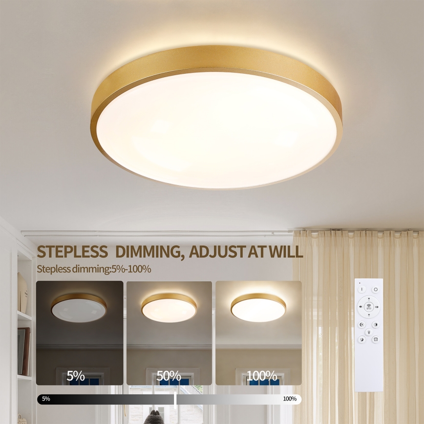 Brilagi - LED-dimmbare Deckenleuchte GLASS POOL DOUBLE LED/48W/230V 3000-6000K 40 cm goldfarben + Fernbedienung