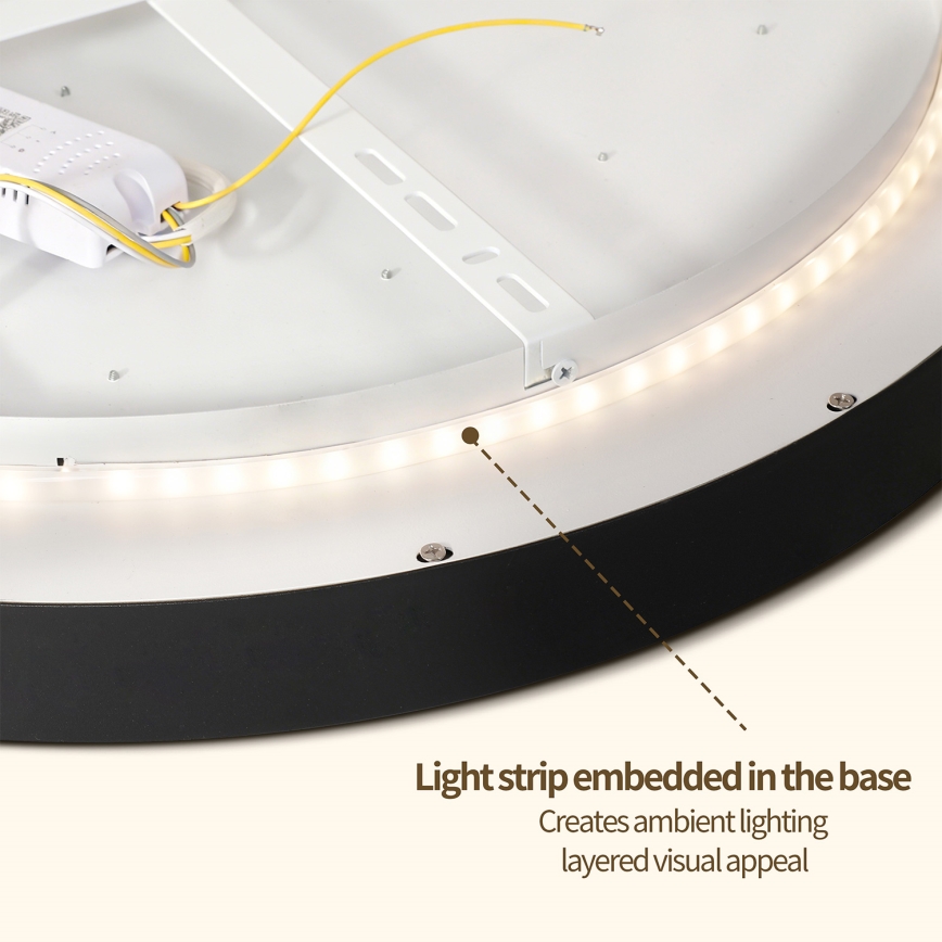 Brilagi - LED dimmbare Deckenleuchte GLASS POOL DOUBLE LED/48W/230V 3000-6000K 40 cm schwarz + Fernbedienung