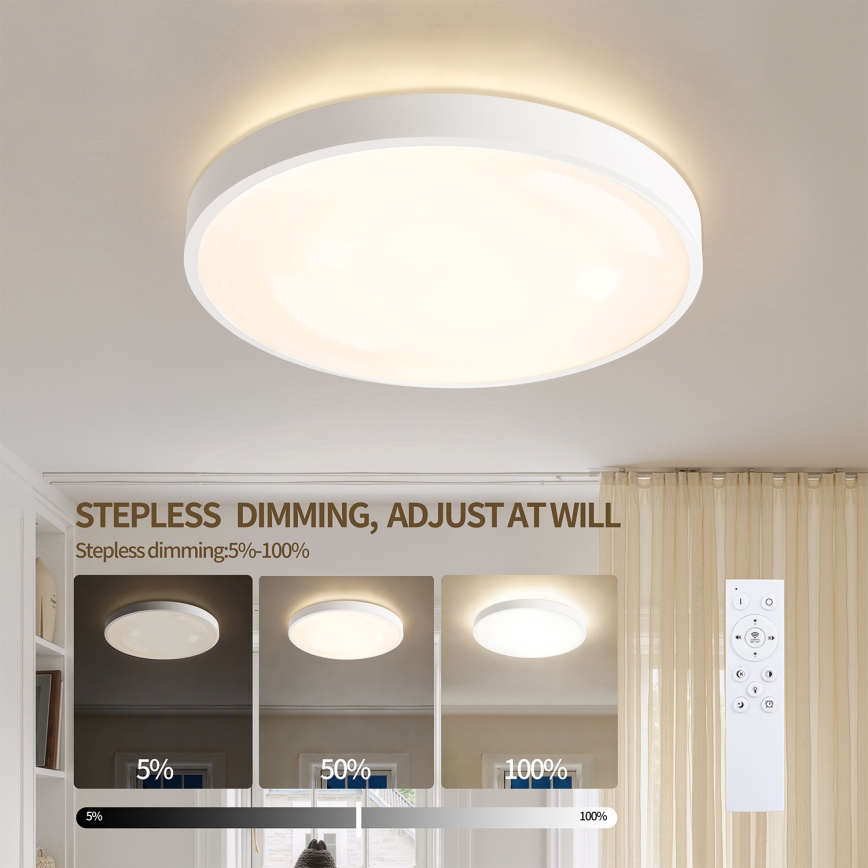 Brilagi - Dimmbares LED-Deckenlicht GLASS POOL DOUBLE LED/48W/230V 3000-6000K 40 cm weiß + Fernbedienung