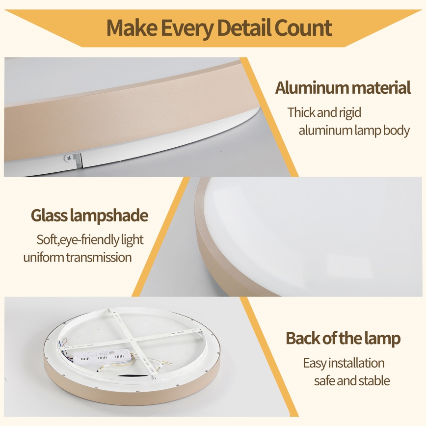 Brilagi - Dimmbare LED-Deckenleuchte GLASS POOL DOUBLE LED/60W/230V 3000-6000K 50 cm beige + Fernbedienung