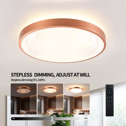 BRILAGI - LED-dimmbare Deckenleuchte GLASS POOL DOUBLE LED/60W/230V Ø 50 cm kupferfarben + Fernbedienung