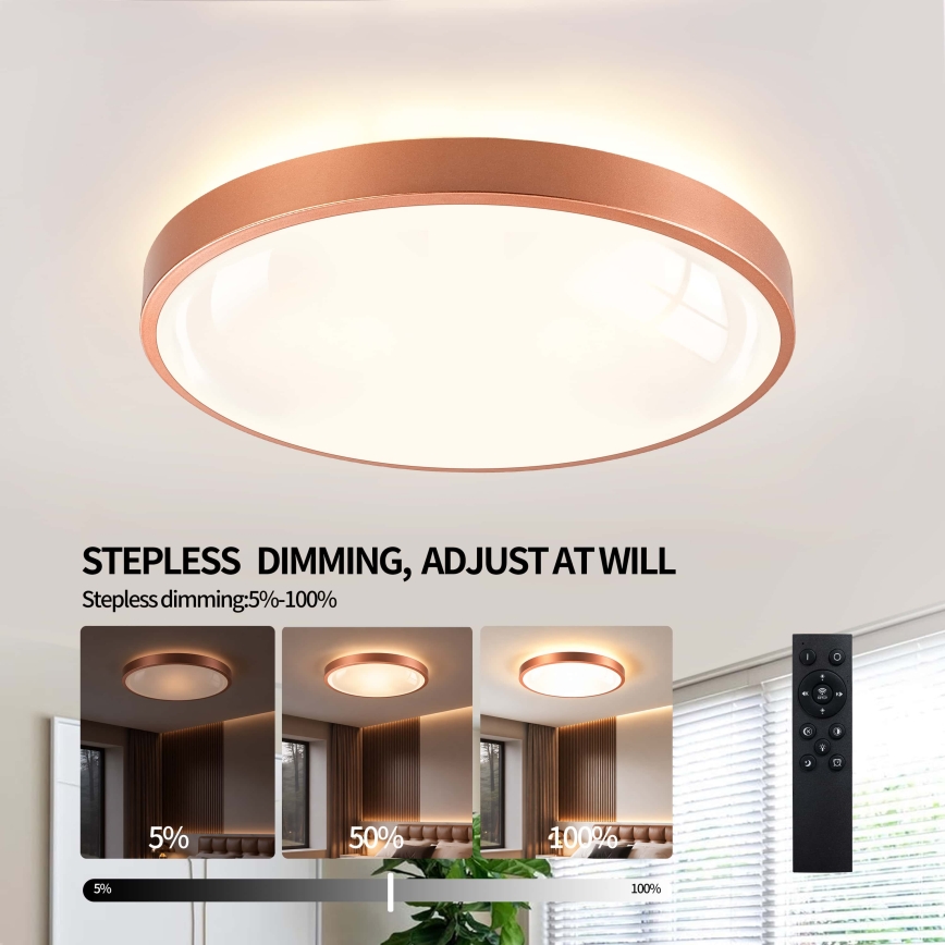 BRILAGI - LED-dimmbare Deckenleuchte GLASS POOL DOUBLE LED/60W/230V Ø 50 cm kupferfarben + Fernbedienung