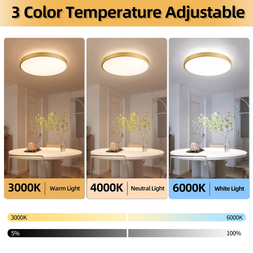 Brilagi - dimmbare LED-Deckenleuchte GLASS POOL DOUBLE LED/80W/230V 3000-6000K 60 cm goldfarben + Fernbedienung