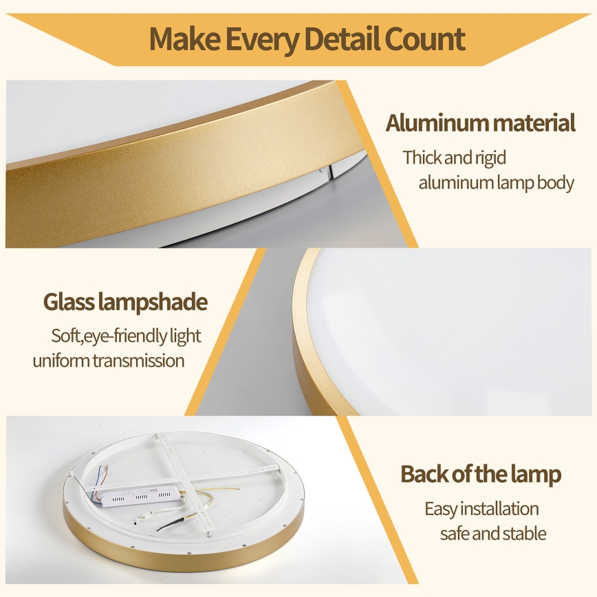 Brilagi - dimmbare LED-Deckenleuchte GLASS POOL DOUBLE LED/80W/230V 3000-6000K 60 cm goldfarben + Fernbedienung