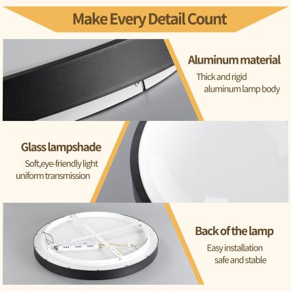 Brilagi - Dimmbare LED-Deckenleuchte GLASS POOL DOUBLE LED/80W/230V 3000-6000K 60 cm schwarz + Fernbedienung