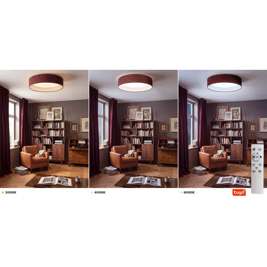BRILAGI - LED-dimmbare Deckenleuchte VELVET SMARTIX STARS LED/36W/230V 3000-6000K Ø 55 cm bordeauxrot Wi-Fi Tuya Beacon + Fernbedienung