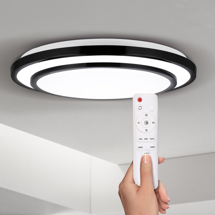 Brilagi - Dimmbare LED-Deckenleuchte LUCIANO LED/48W/230V 3000-6500K ø 39 cm schwarz + Fernbedienung