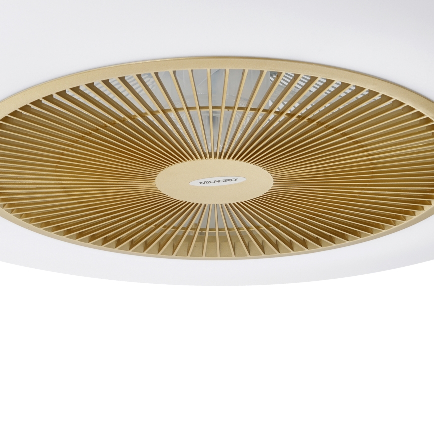 Brilagi - Dimmbare LED-Leuchte mit Ventilator AURA LED/38W/230V 3000-6000K golden + Fernbedienung
