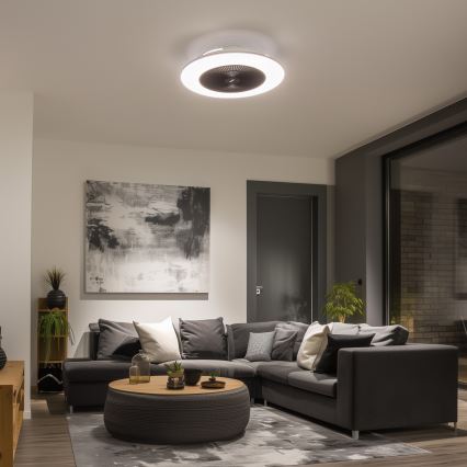 Brilagi - Dimmbare LED-Leuchte mit Ventilator AURA LED/38W/230V 3000-6000K schwarz + Fernbedienung