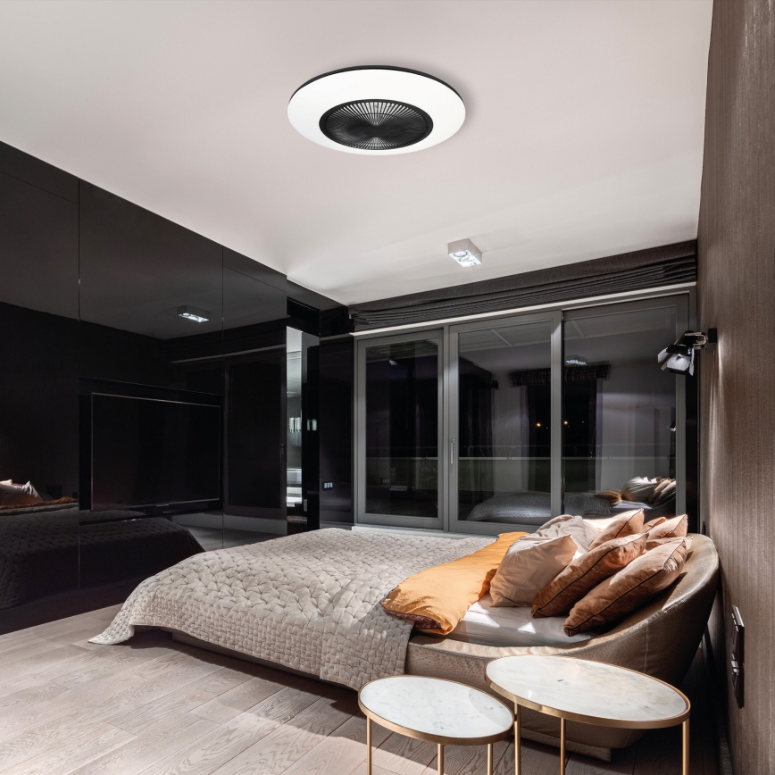 Brilagi - Dimmbare LED-Leuchte mit Ventilator AURA LED/38W/230V 3000-6000K schwarz + Fernbedienung