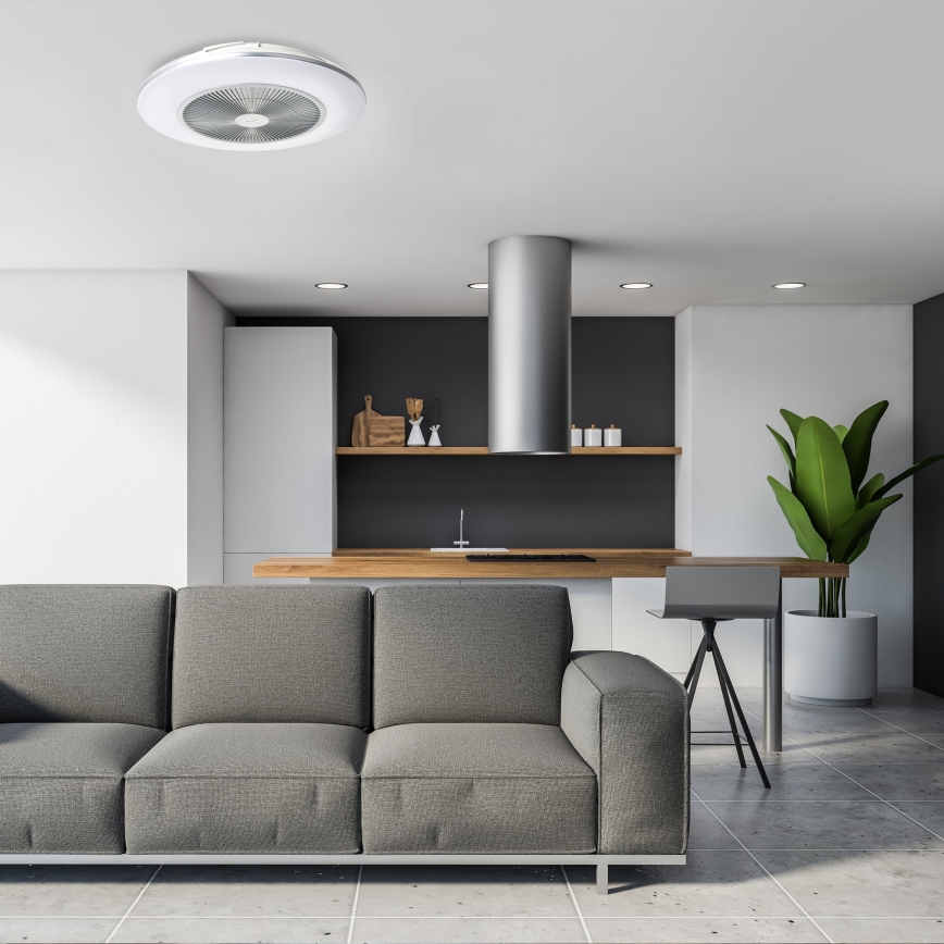 Brilagi - Dimmbare LED-Leuchte mit Ventilator AURA LED/38W/230V 3000-6000K silbern + Fernbedienung