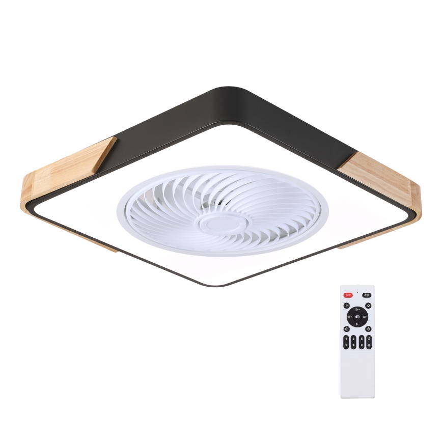 Brilagi - Dimmbare LED-Deckenleuchte mit Ventilator LED/30W/230V 3000-6500K schwarz/Eiche + Fernbedienung