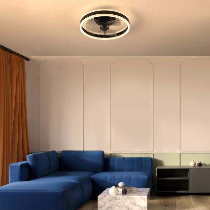 Brilagi - Dimmbare LED-Deckenleuchte mit Ventilator LED/30W/230V 3000-6500K schwarz + Fernbedienung