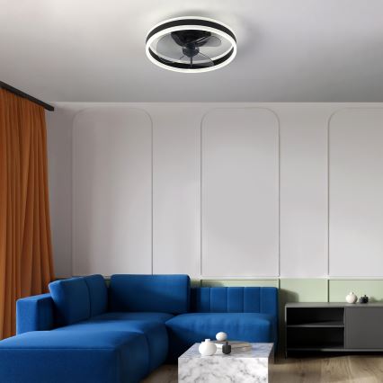 Brilagi - Dimmbare LED-Deckenleuchte mit Ventilator LED/30W/230V 3000-6500K schwarz + Fernbedienung