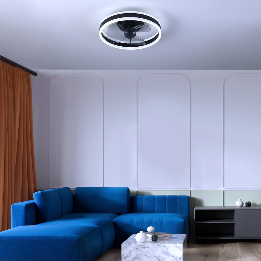 Brilagi - Dimmbare LED-Deckenleuchte mit Ventilator LED/30W/230V 3000-6500K schwarz + Fernbedienung