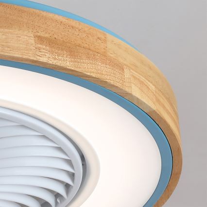 Brilagi - LED dimmbare Deckenleuchte mit Ventilator LED/38W/230V 3000-6500K 3000-6500K Ø 50 cm blau/Eiche + Fernbedienung
