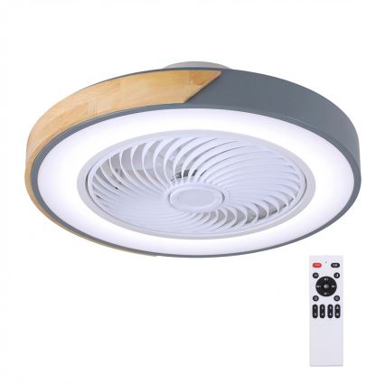 Brilagi - LED-dimmbare Deckenleuchte mit Ventilator LED/38W/230V 3000–6500K Ø 50 cm Grau/Eiche + Fernbedienung