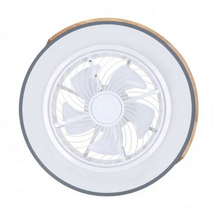 Brilagi - LED-dimmbare Deckenleuchte mit Ventilator LED/38W/230V 3000–6500K Ø 50 cm Grau/Eiche + Fernbedienung