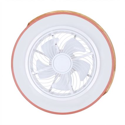Brilagi - LED-dimmbare Deckenleuchte mit Ventilator LED/38W/230V 3000-6500K Ø 50 cm rosa/Eiche + Fernbedienung