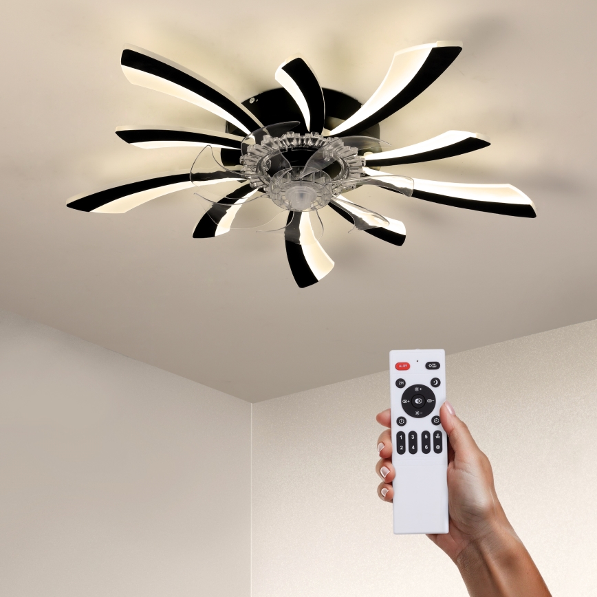 Brilagi - Dimmbare LED-Deckenleuchte mit Ventilator LED/50W/230V 3000-6500K schwarz + Fernbedienung