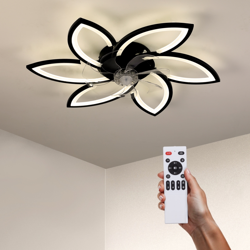 Brilagi - Dimmbare LED-Deckenleuchte mit Ventilator LED/50W/230V 3000-6500K schwarz + Fernbedienung