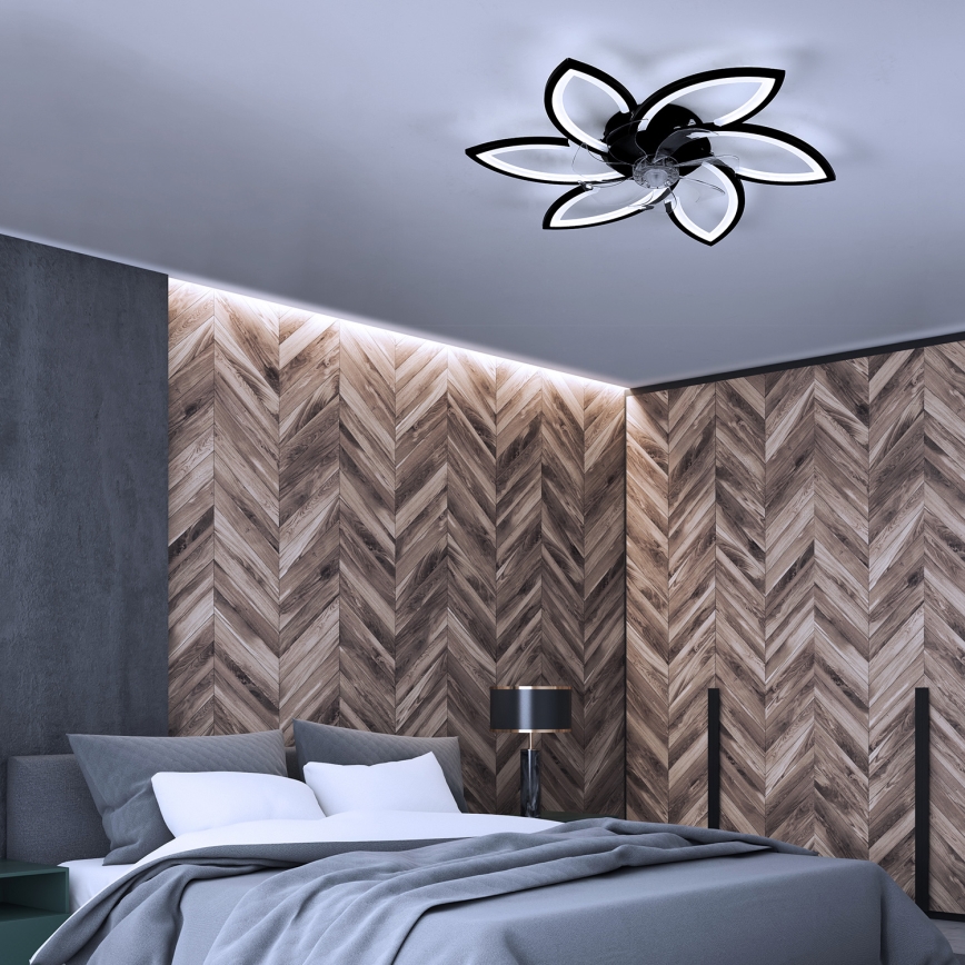Brilagi - Dimmbare LED-Deckenleuchte mit Ventilator LED/50W/230V 3000-6500K schwarz + Fernbedienung