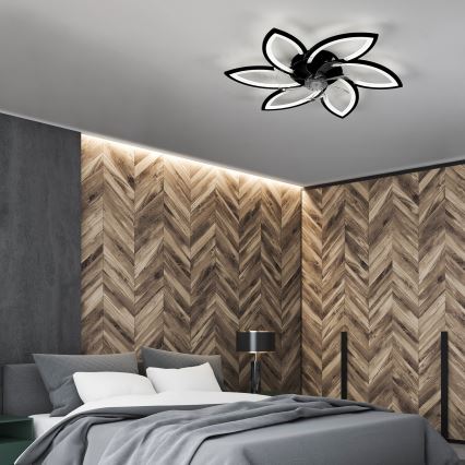 Brilagi - Dimmbare LED-Deckenleuchte mit Ventilator LED/50W/230V 3000-6500K schwarz + Fernbedienung