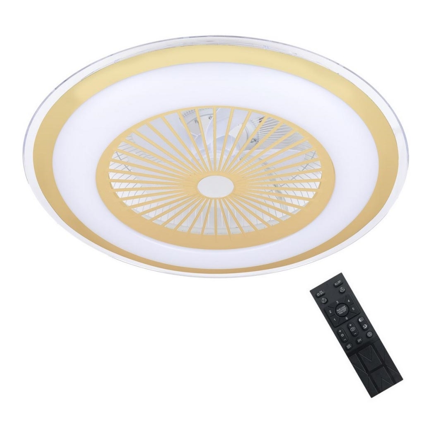 Brilagi - Dimmbare LED-Leuchte mit Ventilator RONDA LED/48W/230V 3000-6000K golden + Fernbedienung