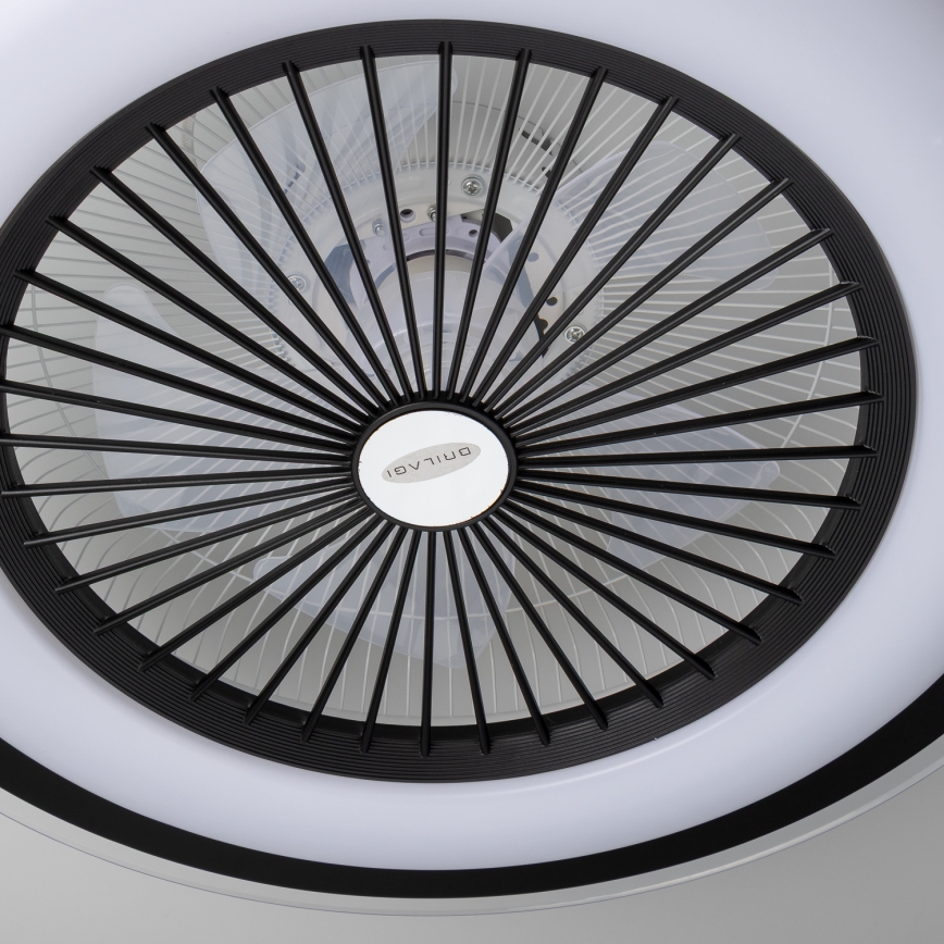 Brilagi - Dimmbare LED-Leuchte mit Ventilator RONDA LED/48W/230V 3000-6000K schwarz + Fernbedienung