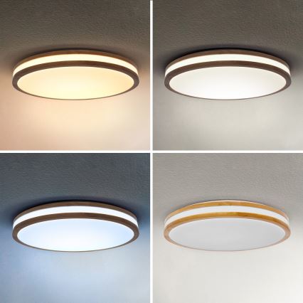 Brilagi - LED-dimmbare Deckenleuchte MOLINA LED/60W/230V 3000-6500K Eiche Ø 58 cm + Fernbedienung