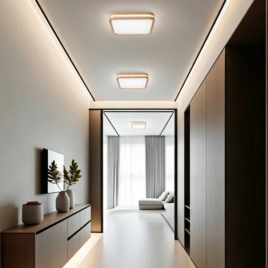 BRILAGI - Dimmbare LED-Deckenleuchte MOLINA SQUARE LED/48W/230V 3000-6000K Eiche 40x40 cm + Fernbedienung