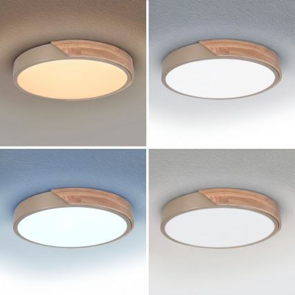 BRILAGI - dimmbare LED-Deckenleuchte PILANA LED/48W/230V 3000-6500K Eiche/beige Ø 40 cm + Fernbedienung