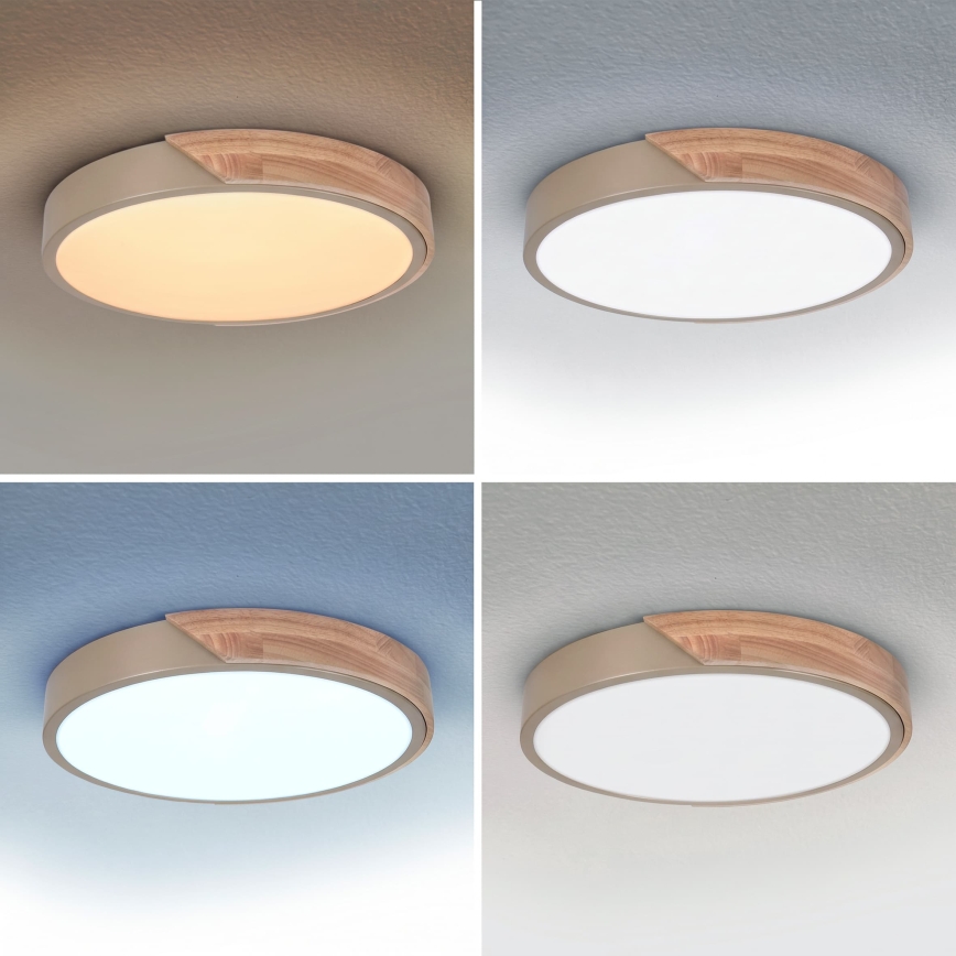 BRILAGI - dimmbare LED-Deckenleuchte PILANA LED/48W/230V 3000-6500K Eiche/beige Ø 40 cm + Fernbedienung