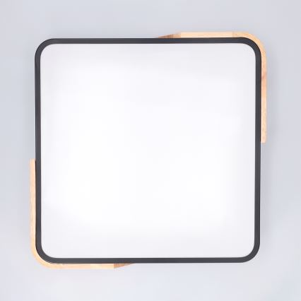 Brilagi - LED-dimmbare Deckenleuchte PILANA LED/48W/230V 3000-6500K Eiche/Schwarz 42x42 cm + Fernbedienung